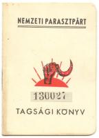 Nemzeti Parasztpárt tagsági könyv