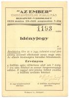 1926 Embervédelmi kiállítás idényjegy