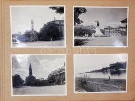 cca 1939-1950 Házi készítésű fotóalbum sok városképes képpel Esztergom, Kecskemét, Bp., Állatkert, közel 300 fotó