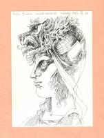 Szász Endre (1926-2003): Női fej 1983. Toll, papír, jelzés nélkül, 10×15 cm