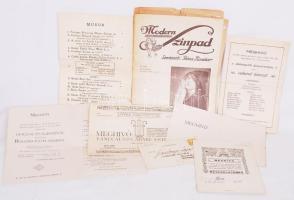 1920 Modern színpad, viseltes állapotban, 7 db meghívó