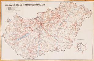 cca 1960 MÁVAUT térkép, hátoldalán Utasellátó reklámmal