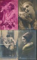 8 db régi, hölgyeket ábrázoló képeslap / 8 pieces postcards with ladies