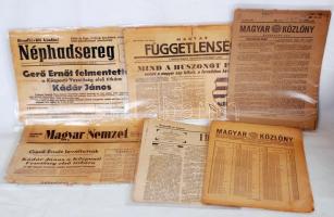 Régi újságok 1867-től az 1956-os forradalomig. Idők tanúja, Magyar Közlöny, Néphadsereg Magyar Nemzet, Magyar függetlenség c. különszámok