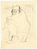 K.A. 1960 jelzéssel 2 db tus, papír, 20×15 cm