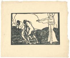 Jelzés nélkül: 2 db linó( kiűzetés, utcarészlet) papír, 20×28 cm