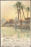 6 db régi, külföldi városképes lap, az egyik 1899-ből