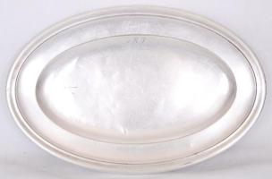 Cca 1920 Alpakka kávéházi tálca Somossy utóda v. R. J. jelzéssel / coffehouse plate 33 cm