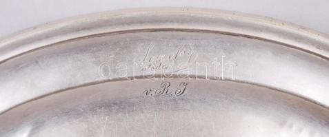 Cca 1920 Alpakka kávéházi tálca Somossy utóda v. R. J. jelzéssel / coffehouse plate 33 cm