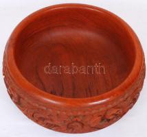 Faragott tikfa kináló / Teakwood tray d: 24 cm