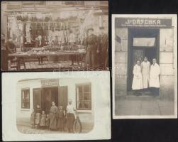 3 db régi városképes lap üzletekkel