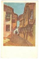 cca 1950 A Ferencváros labdarúgó csapatának tagjai által aláírt képeslap Szófiából (Tátrai, Szigeti,...