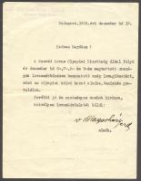 1934 vitéz Magasházy Géza ezredes, Horthy szárnysegédjének Lovas Olympiai Bizottság pecsétes levele