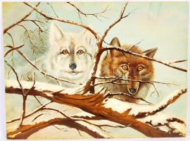 Rónai Antal (1926-): Lesben. Olaj, farost, jelzett, 30×40 cm