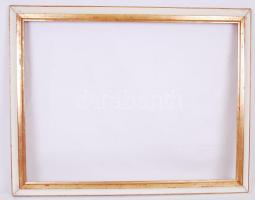 Hatalmas modern fehér-arany fa keret, karton lappal belső 59×79 cm, külső 70×89 cm