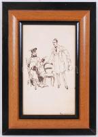 LB jelzéssel: Úri hölgy. Tus, papír, üvegezett szép keretben 35×25 cm