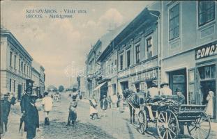 Szászváros Market street, the shops of Göntz and János Németh