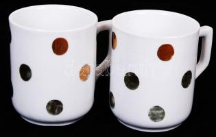 2db jelzett Zsolnay porcelán pöttyös bögre, hibátlan, m:9cm / Zsolnay chinaware cups
