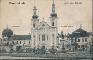 Marosvásárhely Catholic church, Kossuth statue, musical fountain, ironmongery, glass and china warehouse, pharmacy, volunteer fire association