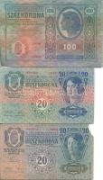1902. 1000K + 1904. 10K + 1912. 100K + 1913. 20K (2x) főtípus és II. kiadás + 1914. 2K + 1915. 10K +...
