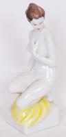 Kézzel festett, jelzett Hollóházi porcelán akt /  Hand painted Hollóházi porcelain nude, 30cm