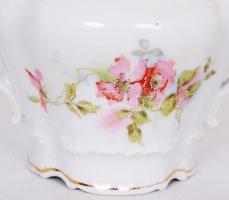 cca 1900 Festett aranyozott cseh porcelán cukortartó domborműves ornamentikával / 
Bohemian painted ...