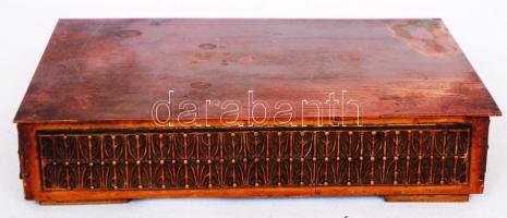 Régi réz iparművész dobozka fa béléssel /  Vintage designer copper box, 20x15x4cm