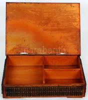 Régi réz iparművész dobozka fa béléssel / 
Vintage designer copper box, 20x15x4cm
