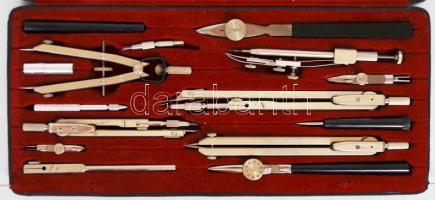 cca 1920 Hiánytalan Richter & Co Präcision, Kopernikus IX típusú körzőkészlet / complete set of ...