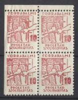 Forradalmi proletár szolidaritás 10f segélybélyeg négyestömb (2 hajtott)