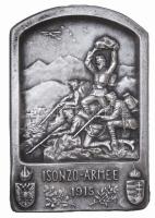 Osztrák-Magyar Monarchia 1915. "ISONZO-ARMEE 1915" Isonzói hadsereg ezüst sapkajelvénye, nemesfémjelzés "W&A AA" hátoldalon és a tűn (8,14g/43x29mm); gyártója G.Herrmann Wien III. Hauptstrasse 81. T:2 Austro-Hungarian Monarchy 1915. "ISONZO-ARMEE 1915" marked "W&A AA" silver cap badge; maker:G.Hermann Wien (8,14g/43x29mm) C:XF