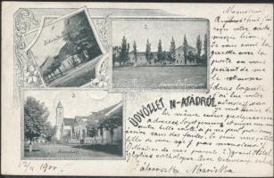 Nagyatád Korona vendéglő, Városháza, Zaborszky sarok (EK)