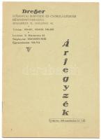 1948 Dreher sör és csokoládégyár árjegyzék