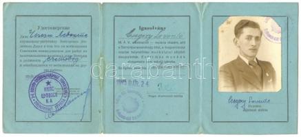 1945 Orosz-magyar kétnyelvű fényképes MÁV igazolvány