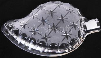 Tamio márkájú ólomkristály üveg hamutartó, levél alakú, hibátlan, kézi csiszolású, h:17 cm