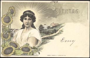 Sonntag, M. Kimmelstiel & Co. / Szénásy Budapest, Art Nouveau litho s: H. Fründt