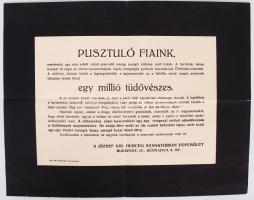 cca 1920 Tüdővészesek gyászjelentés formájú felhívás