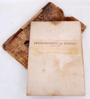 cca 1900 Umgebungskarte von Budapest, Nagyméretű Budapest vászontérkép eredeti tokjában