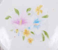 Román porcelán kosár, áttört, fonott mintával, matricás, aranyozott széllel, hibátlan, jelzett, d:21...