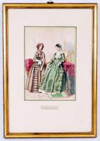 1846 Divatkép. Színezett rézkarc, üvegezett keretben, 37,5x26,5cm