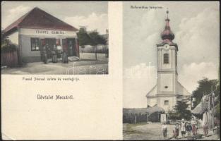 Mocsa Frank Sámuel üzlete és vendéglője, Református templom (EK)