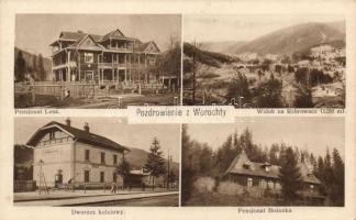 Vorokhta, Worochty; Pensionat Lena and Bozenka, Dworzec kolejowy / hotels, raiway station