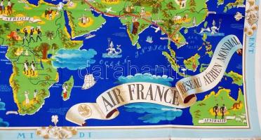 cca 1970 Air France reklám világtérkép / 
Air France réseau aérien mondial, 63x100cm