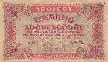 1946. 1.000.000AP vízjeles pípír (2x) mindkettő fordított címeres, egyik "amelyeknek" szöveggel T:II,III