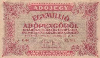 1946. 1.000.000AP vízjeles pípír (2x) mindkettő fordított címeres, egyik "amelyeknek" szöv...