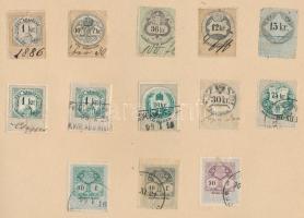 Több, mint 100 db jórészt régi okmánybélyeg és illetékbélyeg, sok variációval, kis rajzfüzetben
