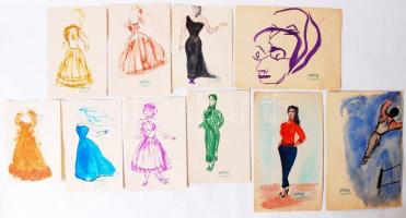 Hornyánszky Gyula (1924-1995) hagyatékából: 10db skicc. Akvarell, papír, pecséttel jelzett