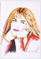 Bihari Gábor (1975): Csaj. Filctoll, papír, jelzett, 30,5x21cm