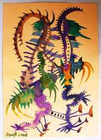 Szeift Béla (1944): Organikus formák. Akvarell, papír, jelzett, 29,5x21cm