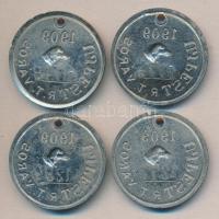 1909. Újpest városi sorszámozott kutyabárca (4db) T:2